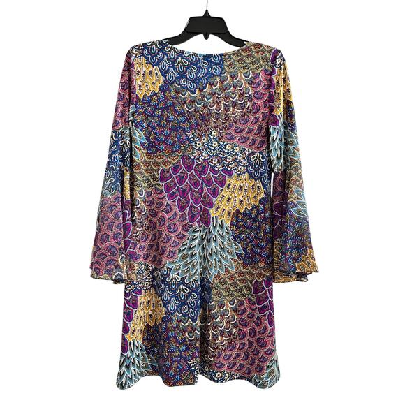 MSK Boho Bell Sleeve Dress M Multicolor Shift Dress EUC - Picture 12 of 14